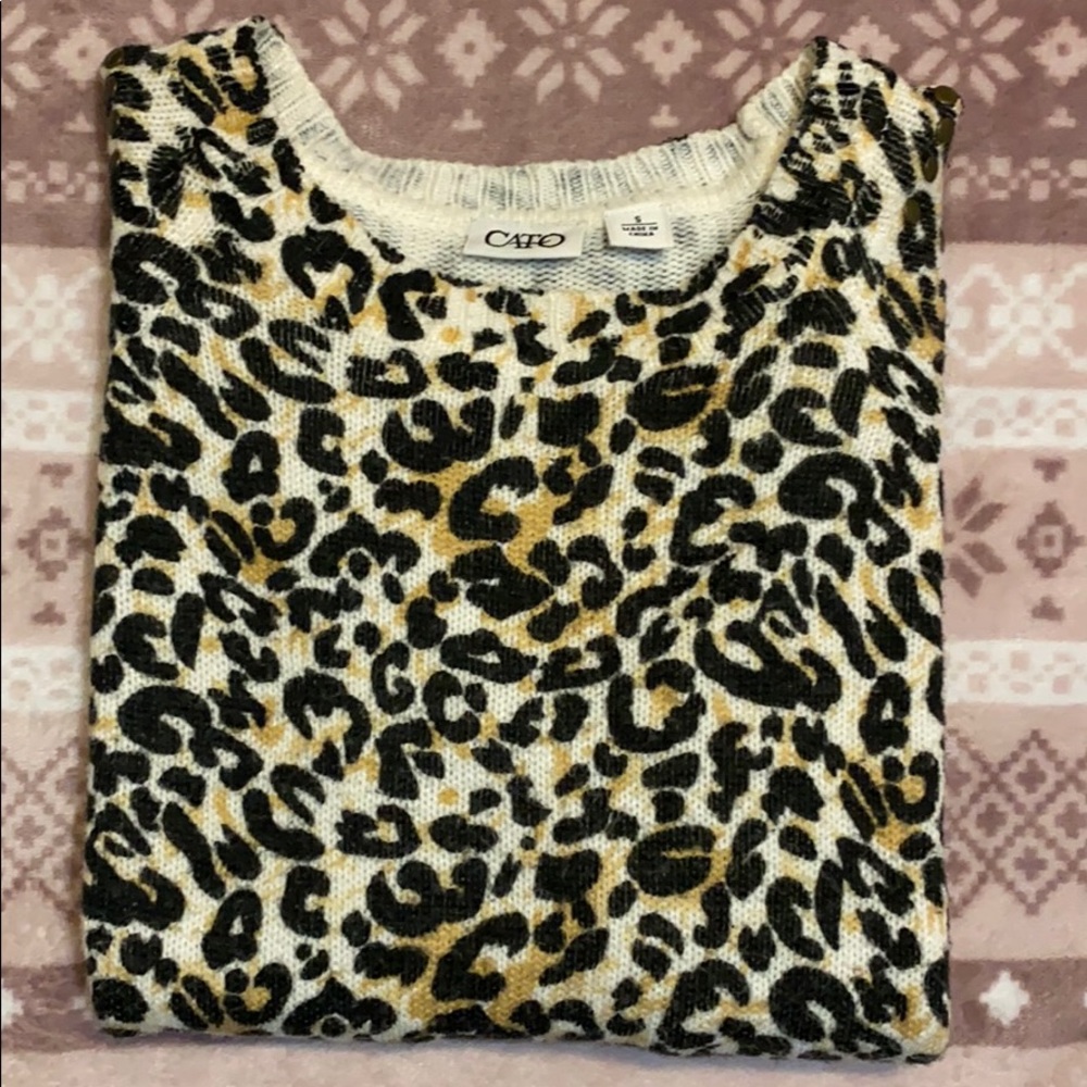 Cato Leopard Print Mid Sleeve Sweater